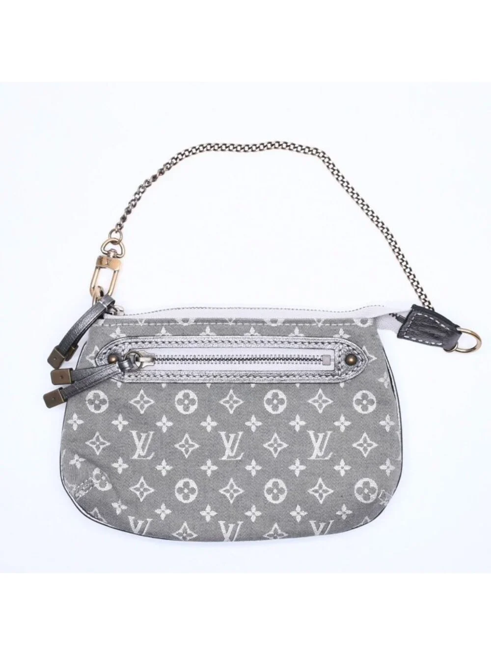 Louis Vuitton Monogram Mini Lin Mini Pochette Accessoires Plantine Handbag Gray